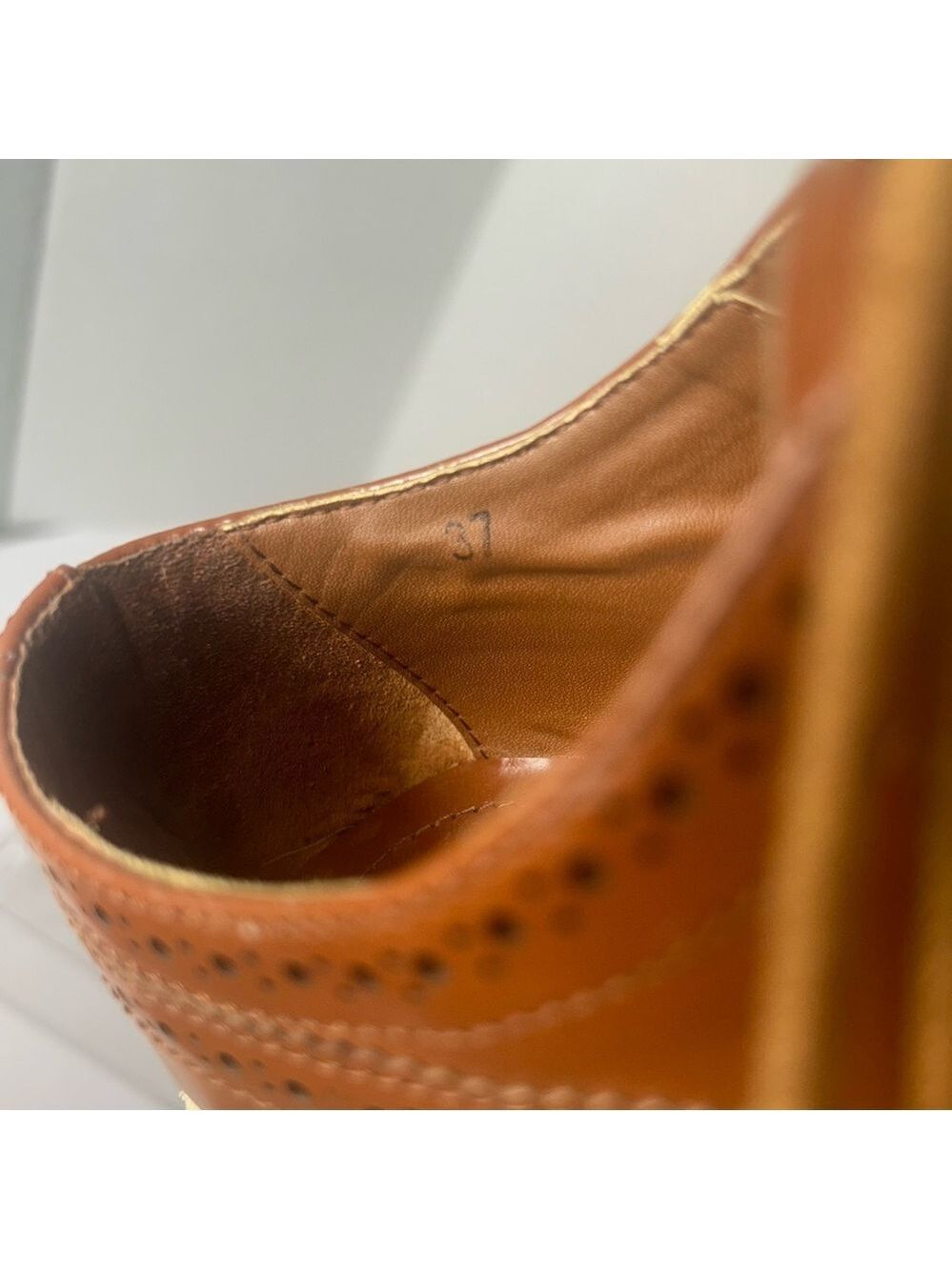 NEW PRADA Brogue Leather Creeper Espadrille Derby Oxford Platform Shoes 6.5 US - Picture 5 of 9